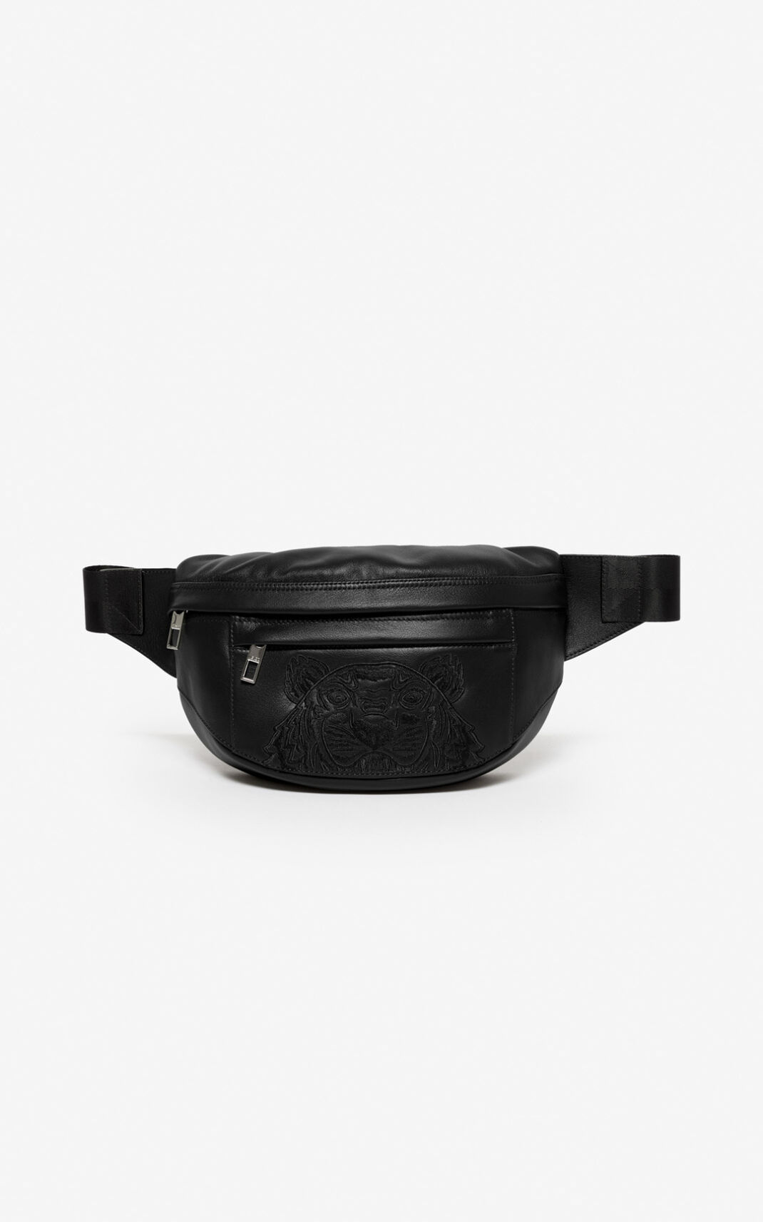 Kenzo Leather Kampus Tiger Belt Bag Black For Mens 3724OHESZ